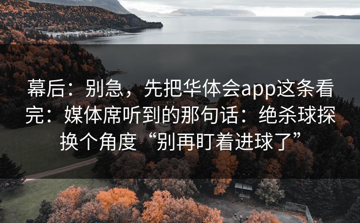 幕后：别急，先把华体会app这条看完：媒体席听到的那句话：绝杀球探换个角度“别再盯着进球了”