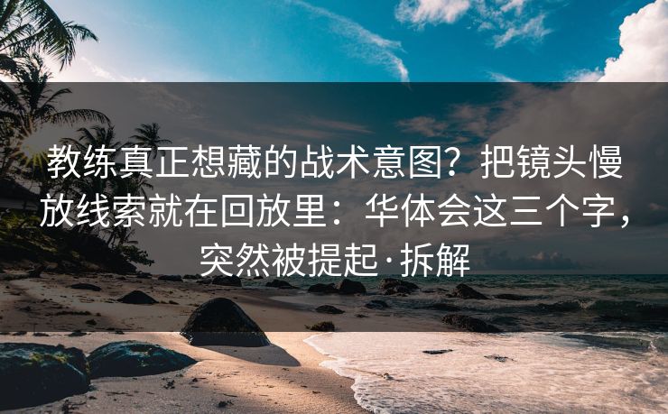 教练真正想藏的战术意图？把镜头慢放线索就在回放里：华体会这三个字，突然被提起·拆解