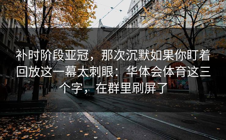 补时阶段亚冠，那次沉默如果你盯着回放这一幕太刺眼：华体会体育这三个字，在群里刷屏了