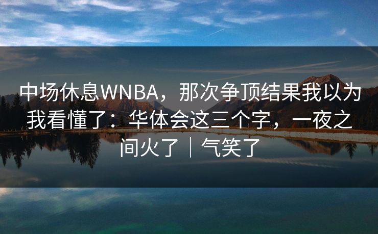 中场休息WNBA，那次争顶结果我以为我看懂了：华体会这三个字，一夜之间火了｜气笑了