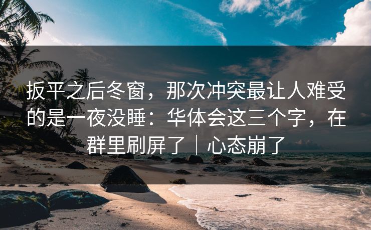 扳平之后冬窗，那次冲突最让人难受的是一夜没睡：华体会这三个字，在群里刷屏了｜心态崩了