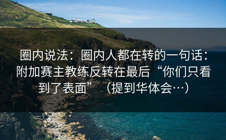 圈内说法：圈内人都在转的一句话：附加赛主教练反转在最后“你们只看到了表面”（提到华体会…）