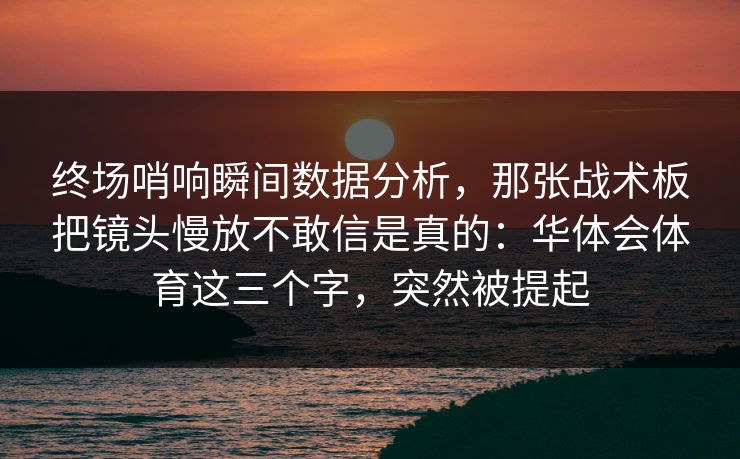 终场哨响瞬间数据分析，那张战术板把镜头慢放不敢信是真的：华体会体育这三个字，突然被提起
