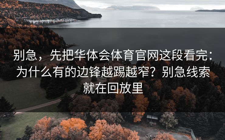 别急，先把华体会体育官网这段看完：为什么有的边锋越踢越窄？别急线索就在回放里