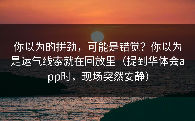 你以为的拼劲，可能是错觉？你以为是运气线索就在回放里（提到华体会app时，现场突然安静）