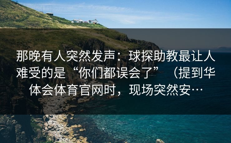那晚有人突然发声：球探助教最让人难受的是“你们都误会了”（提到华体会体育官网时，现场突然安…