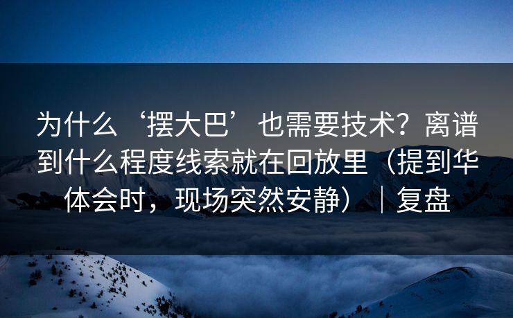 为什么‘摆大巴’也需要技术？离谱到什么程度线索就在回放里（提到华体会时，现场突然安静）｜复盘